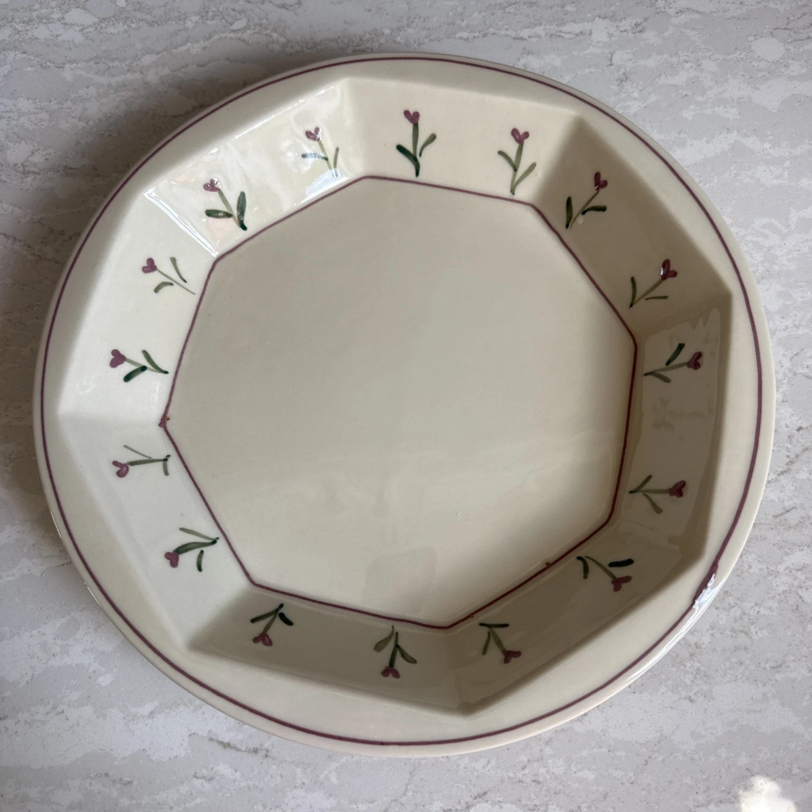 Hartstone Stoneware Red Posy Pie Plate Pan Round Octagon USA 11" Cottagecore