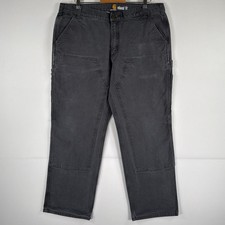 Carhartt Men  s Double Knee Duck Painter Pants Gray Cotton Workwear Used