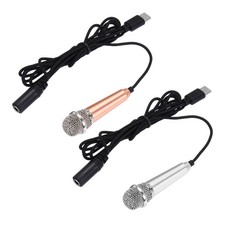 2Pcs Mini Microphone, Mic Tiny Microphone Type C Gold/Silver