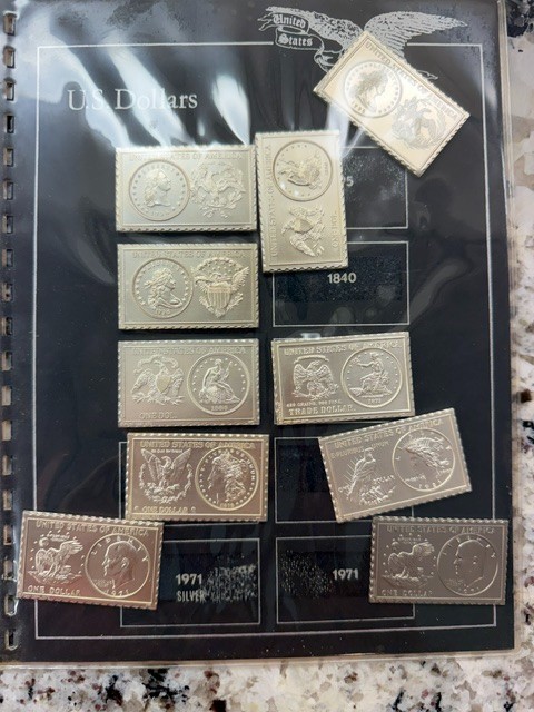 UNITED STATES U.S. NUMISTAMP US DOLLARS SET LOT OF 10 MEDAL MORT REED #1382