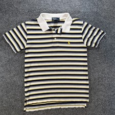 Polo Ralph Lauren Boys Short Sleeve Striped Blue Polo Shirt Small 8/10 Cotton