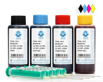 400 ml Pure Ink Druckertinte Nachfülltinte Brother LC-223 LC-225 LC-227 LC-229