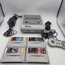 Super Nintendo SNES Console With 4 Games Controller Cables Tested Working