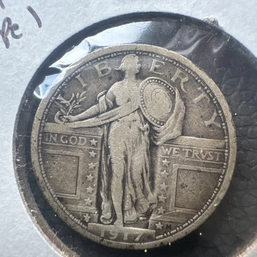 1917 Ty-1 25c Standing Liberty Silver Quarter - Type 1 - Original