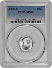 1946 S 10C Silver Roosevelt Dime PCGS Graded MS 66