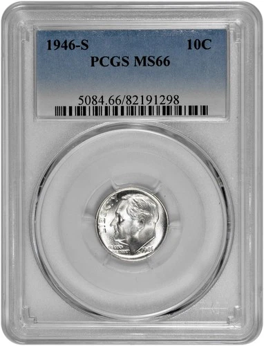 1946 S 10C Silver Roosevelt Dime PCGS Graded MS 66