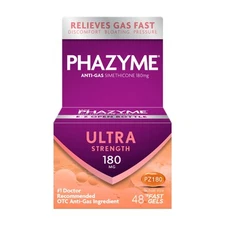 Phazyme Ultra Strength Gas & Bloating Relief, Works in Minutes, 48 Fast Gels