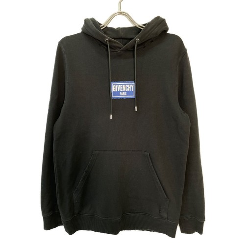 Men's Wear Givenchy GIVENCHY BM701Z3Y04 Black Patch Destroy Hoodie Black XS Tops - Picture 2 of 9