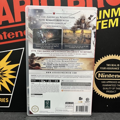 Assassin's Creed 3 Remastered Box & Download Code Nintendo Switch NEW FREE POST - Picture 2 of 5