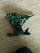 Royal Haeger - Sailfish Planter /Vase - Blue Green Glaze - Vintage 1941 - NICE
