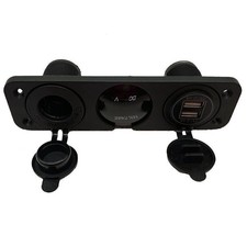 Dual USB Port Marine Boat Car RV Voltmeter 12V Socket 3 Hole Panel Switch Kit