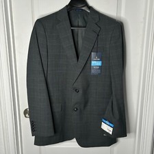 Stafford Men's Cool Max Classic Fit Sport Coat, Gray Glen Plaid, Size 40 Reg NEW