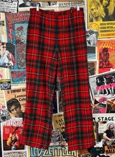 Vtg Womens 70s Red Green Pendleton High Rise Plaid Wool Trouser Pants 30x28 USA