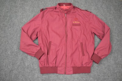 Vintage Sunrise Varsity Jacket Adult Extra Large Red Wine Abbott Logo Bomber Men