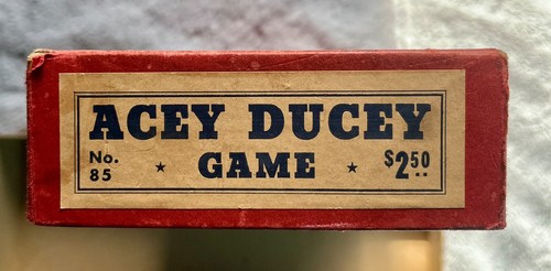 Acey Ducey Juego de Estrategia Nº 85 dados de madera de fieltro azul blanco astillas vintage - Imagen 10 de 10