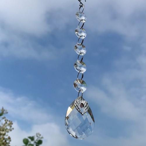 New Glass Crystal Droplet Hanging Angel Wing Sun Catcher Mobile ~ Memorial Loss - Picture 8 of 12