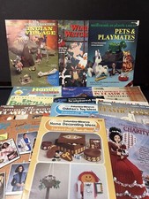 Lot of 15 Vintage Plastic Canvas Pattern Books Leaflets Animals Baby Child