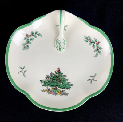 Spode Christmas Tree Serving Bowl Oval Handled Dish Tray S3324 J England 