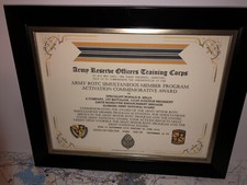 ARMÉE R.O.T.C. / CERTIFICAT COMMÉMORATIF DE PRIX PROGRAMME MEMBRE SIMULTANÉ