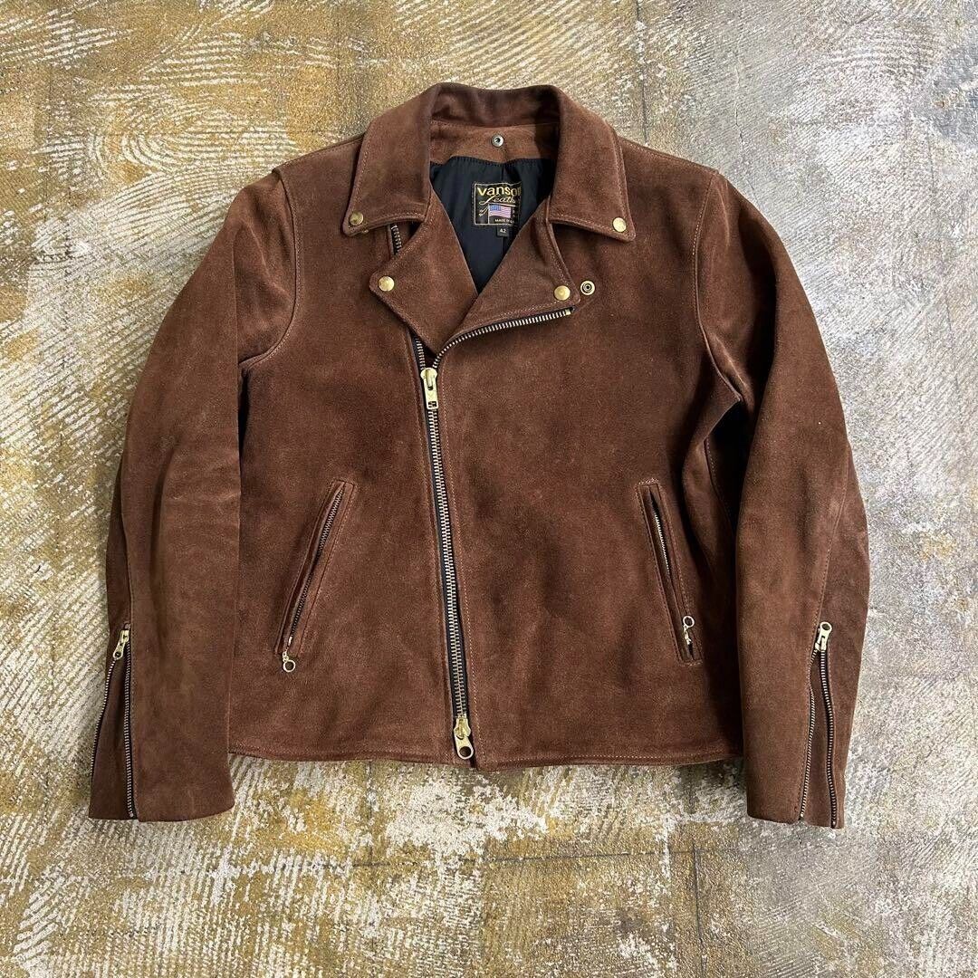 VANSON Suede Leather Double Rider Jacket men Size 42 Color VANSON Suede Leather Double Rider Jacket men Size 42 Color
