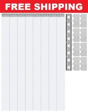 Vinyl Plastic Strip Door Curtain Kit - Matt Frosted White, 48 x 92.5 in