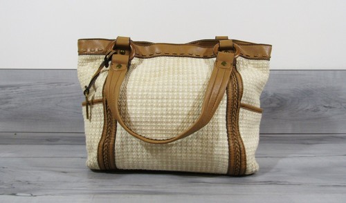 Fossil White and Tan Fabric Purse with 