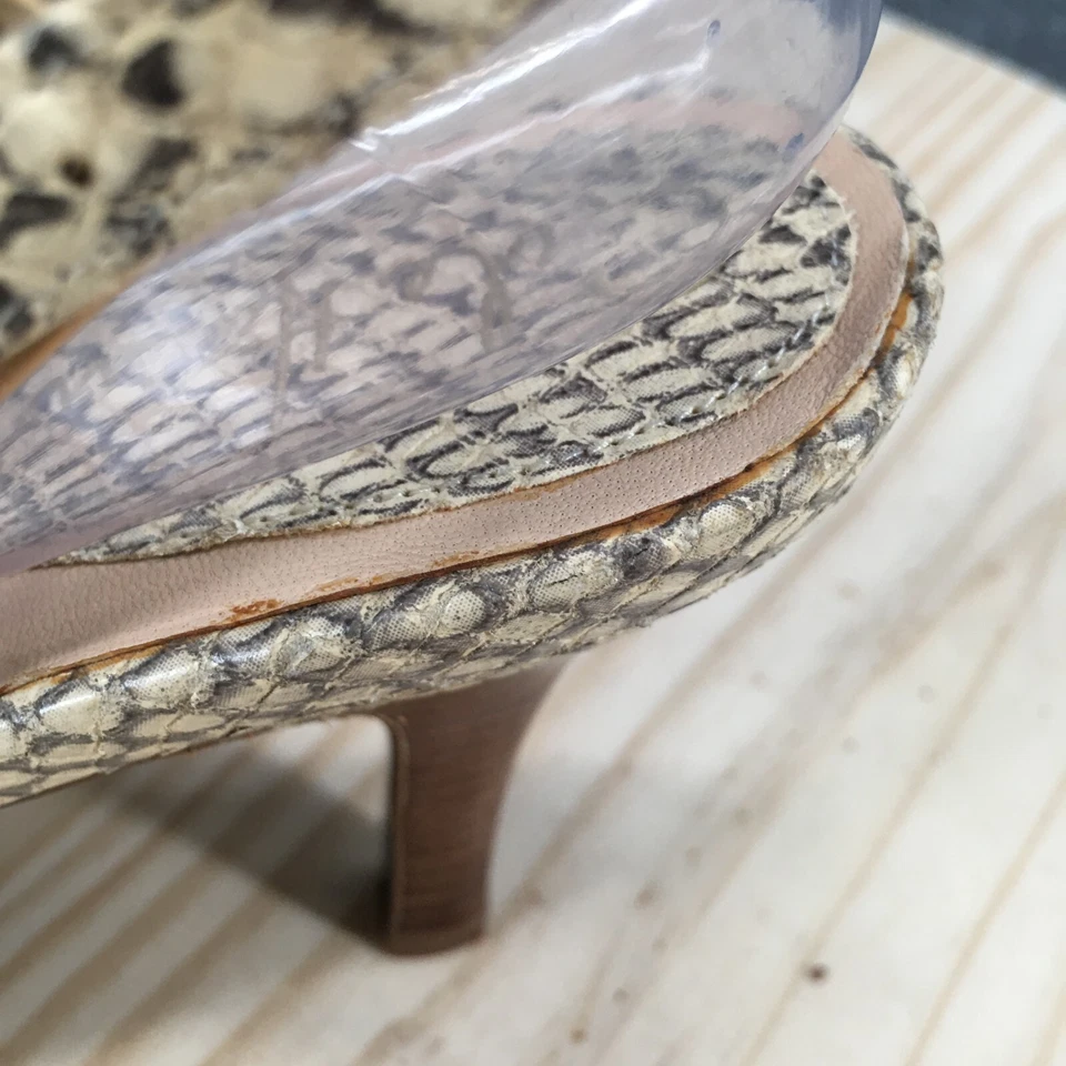 Zapatos de tacón Cole Haan para mujer 8,5 B punta abierta piel de serpiente D26490 amarillo Foto 3 de 4