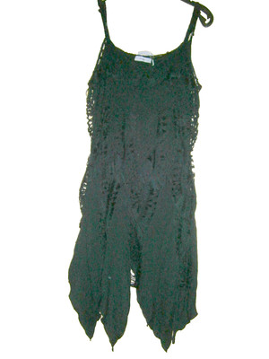 TREDY +++GEHÄKELT +++ SCHWARZES 2 tlg. ZIPFELTOP MINIKLEID 46-48 NEU mit ETIKETT