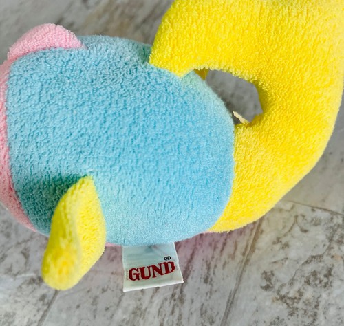 Gund Pastel Whale Fish Terrycloth Stuffed Animal Pink Blue Yellow Plush 1982 - Picture 3 of 9
