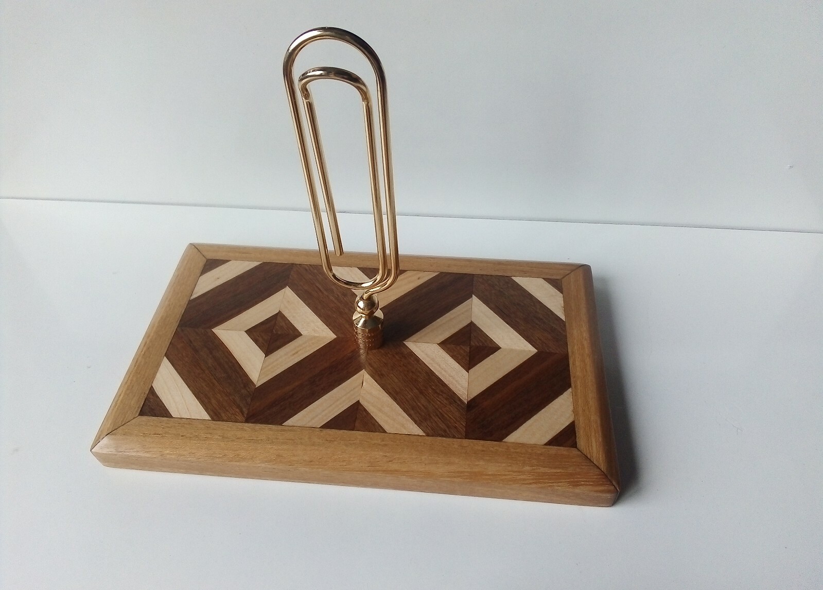 PORTALETTERE DA SCRIVANIA IN LEGNO CON INTARSIO IDEA REGALO ARTIGIANALE 