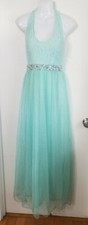 325 Speechless Mint Green Lace Glitter Halter Long Dress Evening/prom Gown 5
