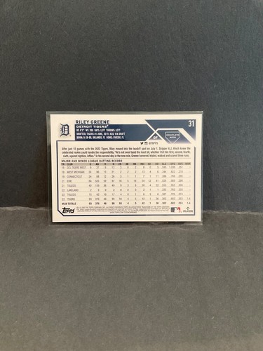 Juego completo Topps 2023 - Riley Greene #31 Retail Rookie Variation (RC) - Imagen 2 de 2