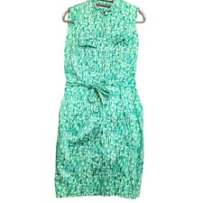 Calvin Klein Womens Sheath Dress Size 4 Green Geometric Stretch Sleeveless