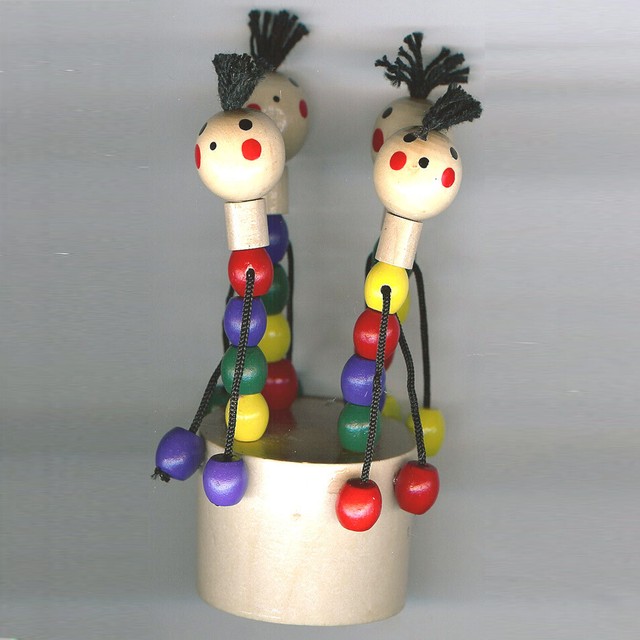 RETIRED! Classic Wooden Toy Push Puppet Floppy Dancers Red Yellow Blue FUNNY! eBay