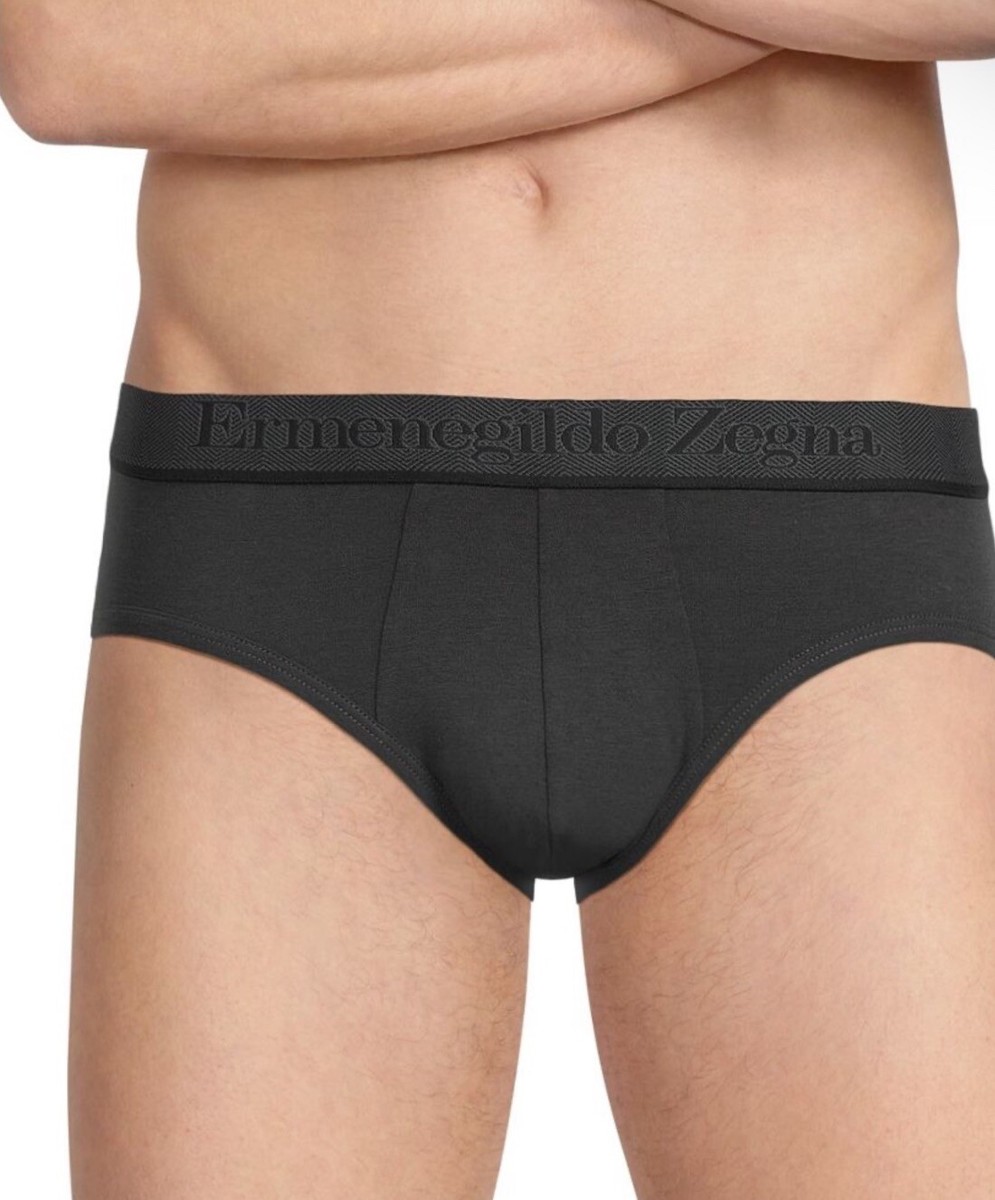 Ermenegildo Zegna Men’s Dark Gray Cotton Briefs Size S Italy, New