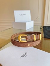 CELINE Triomphe Belt   Tan Calfskin Leather   Gold Hardware   80 cm   Brand New