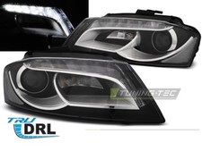FARI FANALI ANTERIORI AUDI A3 DAL 2008 AL 2012,LENTICOLARE,LUCI LED DIURNE DRL