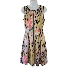 NEW JAX Watercolor Abstract Sleeveless Sheath Dress Sz 4 Full-Zip Minimalist