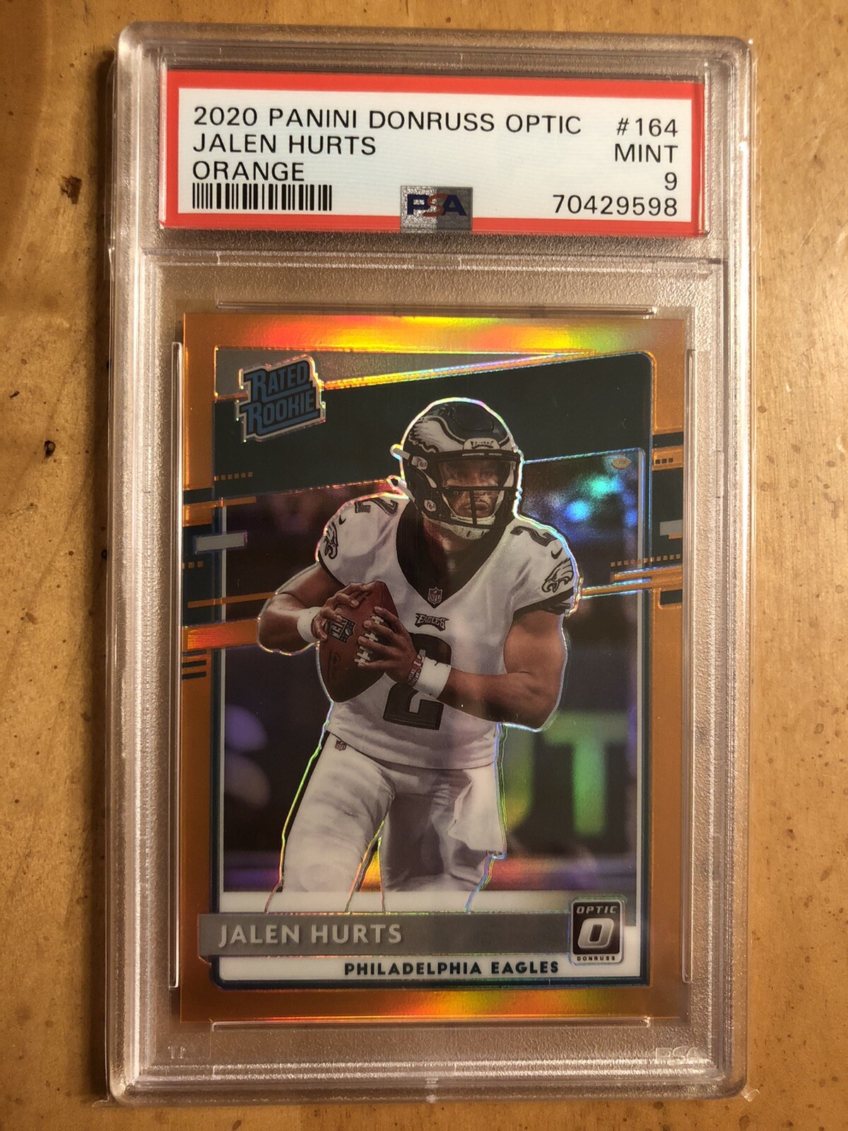2020 Panini Donruss Optic Jalen Hurts RC #164 Orange Prizm 199/199 👀 PSA 9