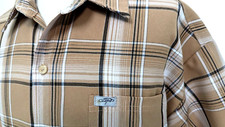 Vtg 90s CALTOP Shirt Men's L Brown Plaid Lowrider Chicano S/S MADE in USA VEUC 