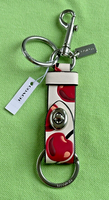 チャーム COACH TRIGGER SNAP BAG CHARM KEY FOB CHERRY PRINT:NWT CHERRY CZ088