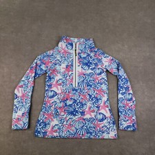Lilly Pulitzer 1/2 Zip Sweatshirt Womens XS Blue Pink Skipper Popover Starfish