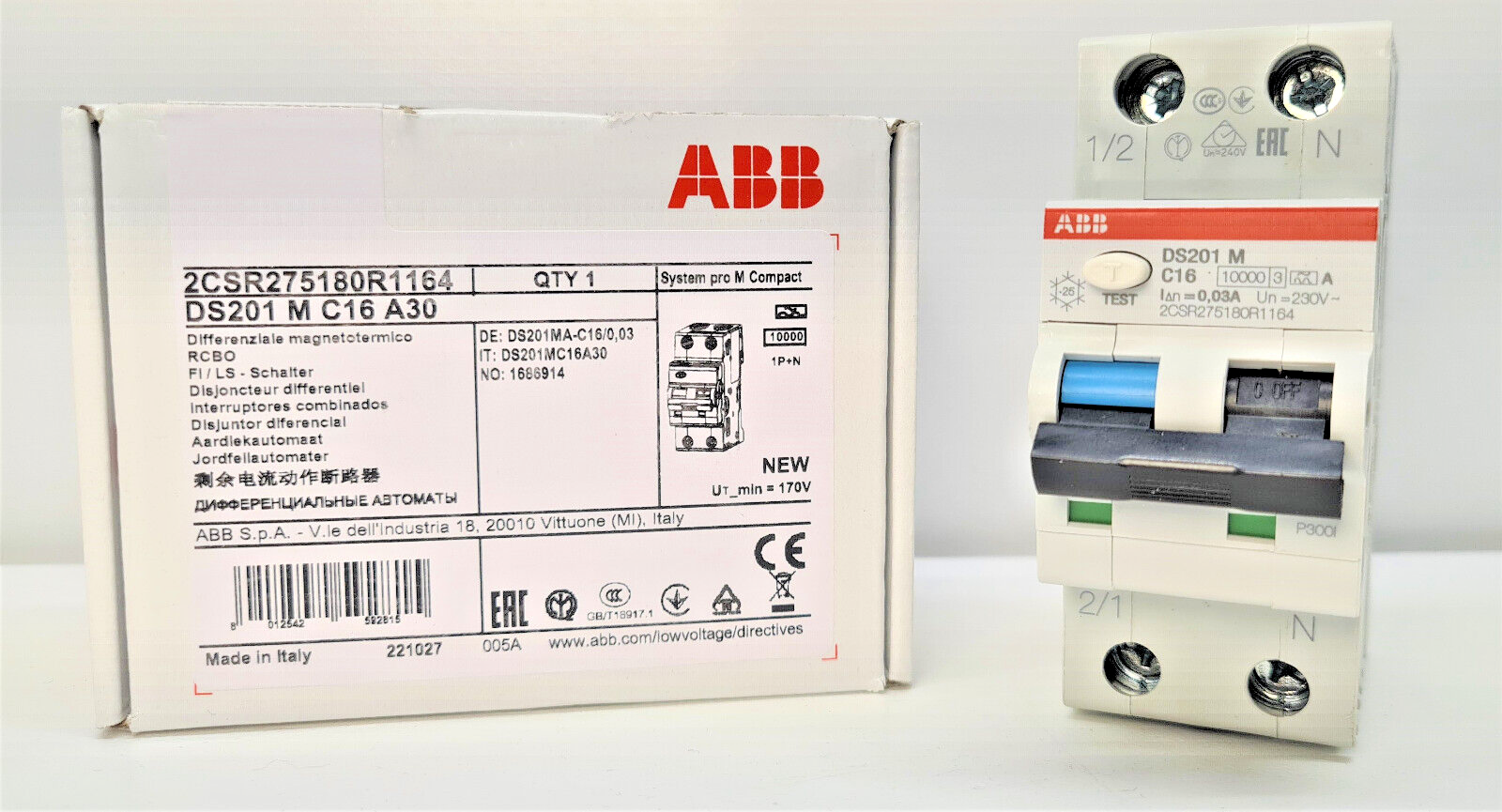 ABB Fi LS-Schutzschalter ~ DS201 M C16 A30 ~ DS201 MA-C16/0,03 ~ 2CSR275180R1164