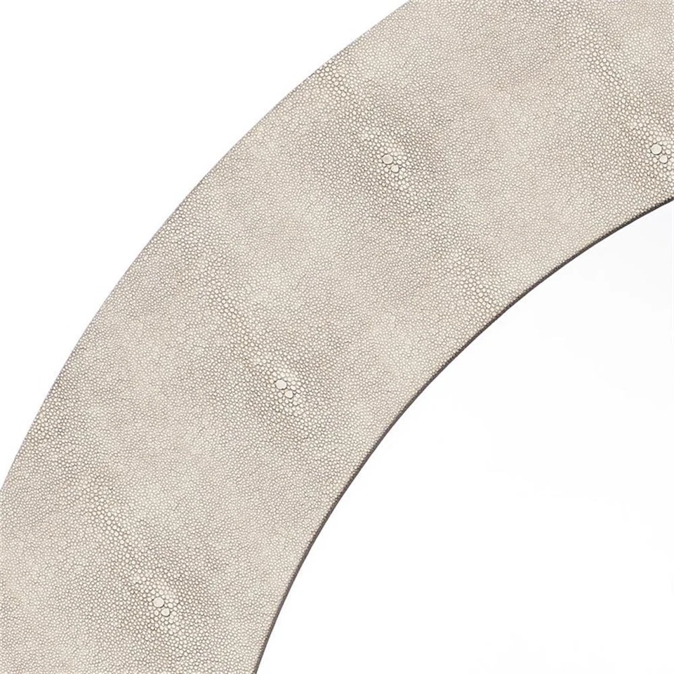 Espelho redondo de transição Maklaine couro sintético e vidro em marfim - Imagem 4 de 4