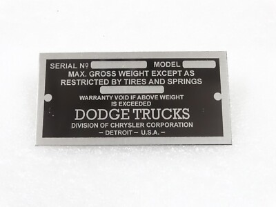 Datenschild Passt Für Vintage Dodge Truck 1928-1937 #V208-7