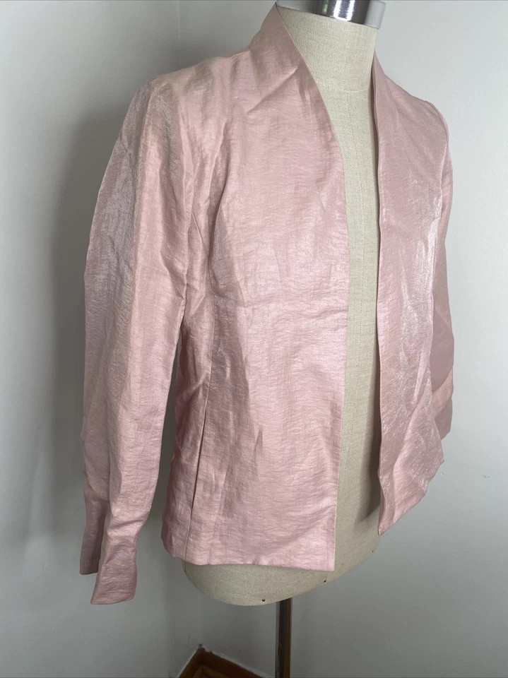 NEW Eileen Fisher Sz M Shawl Collar Jacket Linen Pink 16fo-j445 Silk Blazer - Image 3 of 4