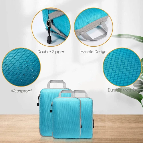 Packing Cubes Travel Pouches Luggage Organiser Bag Suitcase Clothes Storage Bag - Picture 14 of 35