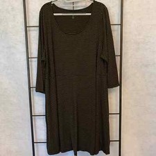 DIP Black/Army Green Striped 3/4 Sleeve Dress Plus Size 3X