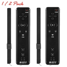 Black 2 in 1 Built in Motion Plus Remote Controller For Nintendo Wii / Wii U