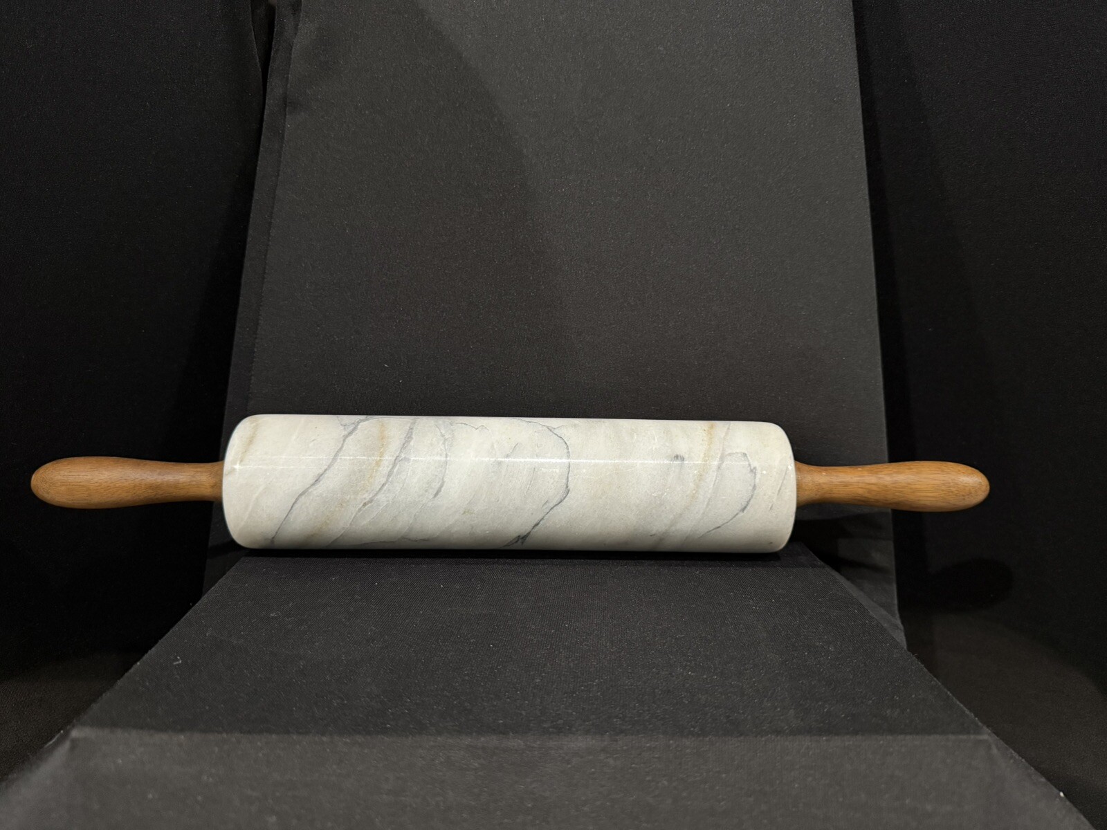 Vintage Marble Rolling Pin Wooden Handles 18 Inch